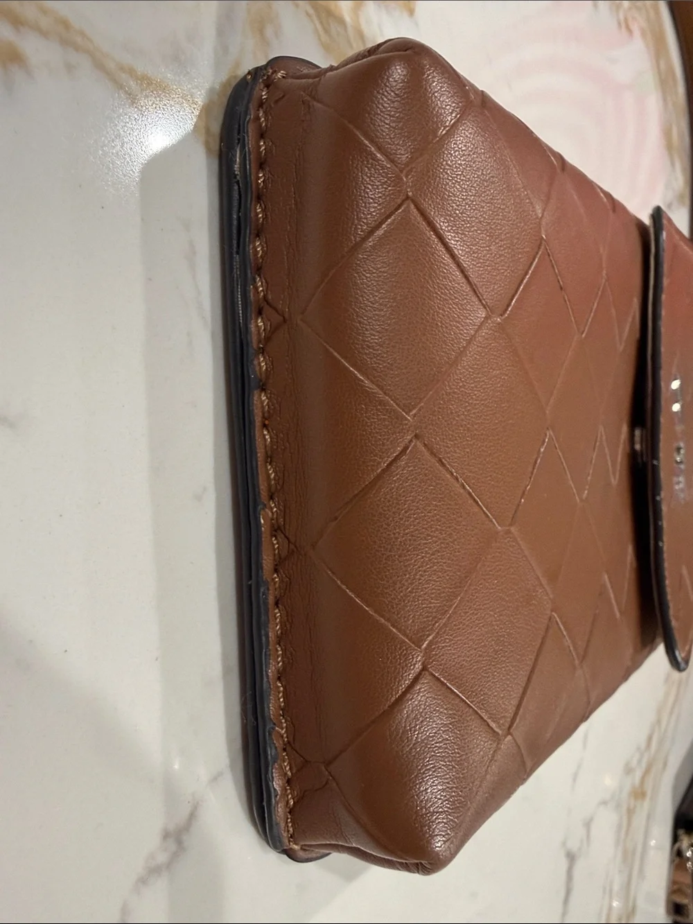 Nine West Tan Quilted Crossbody Phone Pouch